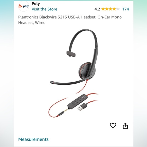 Teenage Engineering Plantronics Blackwire 3215 Headset USB/3.5mm - Cuffie Ufficio Con Cancellazione Rumore Cuffia Plantronics